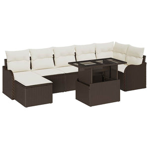 vidaXL Garden Sofa Set with Cushions with Storage 8 pcs Brown Poly Rattan