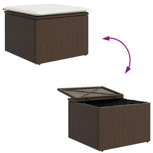 vidaXL Garden Sofa Set with Cushions and Storage 9 pcs Brown Poly Rattan