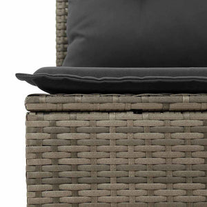 vidaXL Garden Sofa Set with Cushions with Storage 9 pcs Grey Poly Rattan