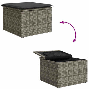 vidaXL Garden Sofa Set with Cushions with Storage 9 pcs Grey Poly Rattan