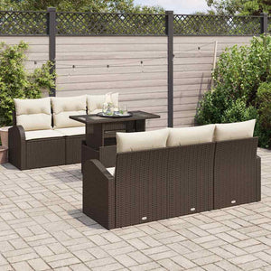 vidaXL Garden Sofa Set with Cushions with Storage 7 pcs Brown Poly Rattan