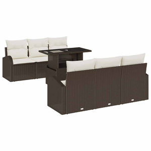 vidaXL Garden Sofa Set with Cushions with Storage 7 pcs Brown Poly Rattan