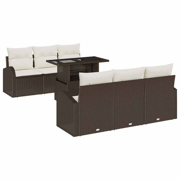 vidaXL Garden Sofa Set with Cushions with Storage 7 pcs Brown Poly Rattan