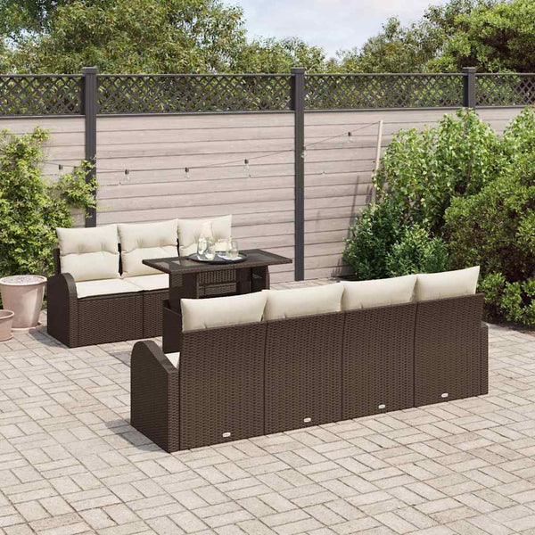 vidaXL Garden Sofa Set with Cushions with Storage 8 pcs Brown Poly Rattan