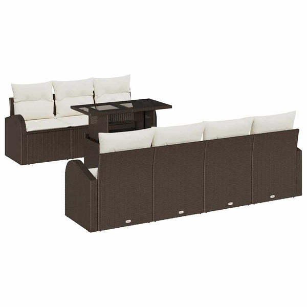 vidaXL Garden Sofa Set with Cushions with Storage 8 pcs Brown Poly Rattan