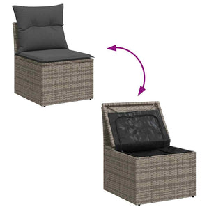 vidaXL Garden Sofa Set with Cushions with Storage 6 pcs Grey Poly Rattan