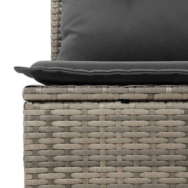vidaXL Garden Sofa Set with Storage 9 pcs Grey Poly Rattan