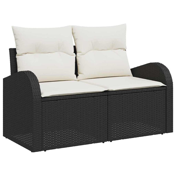 vidaXL Garden Sofa Set with Storage 7 pcs Black Poly Rattan