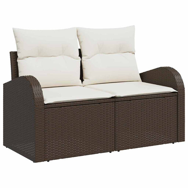 vidaXL Garden Sofa Set with Storage 7 pcs Brown Poly Rattan
