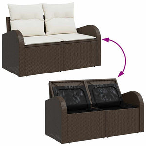 vidaXL Garden Sofa Set with Storage 7 pcs Brown Poly Rattan