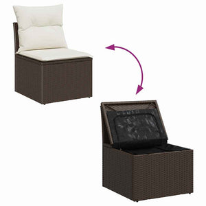 vidaXL Garden Sofa Set with Storage 7 pcs Brown Poly Rattan