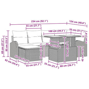 vidaXL Garden Sofa Set with Storage 7 pcs Grey Poly Rattan