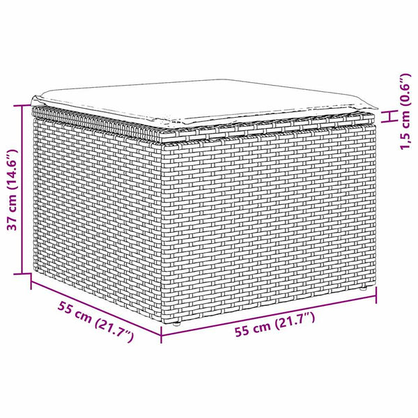 vidaXL Garden Sofa Set with Storage 7 pcs Grey Poly Rattan