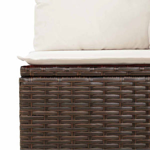 vidaXL Garden Sofa Set with Cushions and Storage 11 pcs Brown Poly Rattan