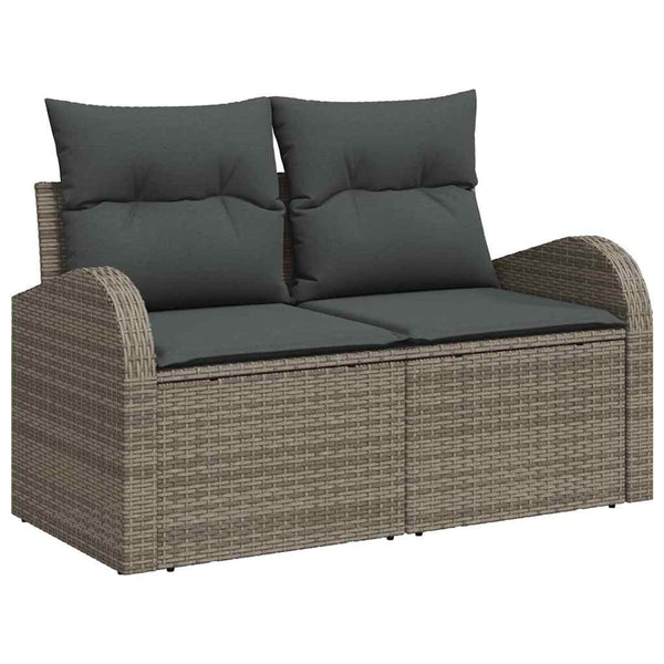 vidaXL Garden Sofa Set with Cushions with Storage 11 pcs Grey Poly Rattan