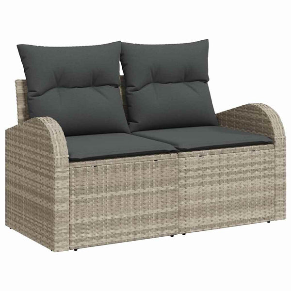 vidaXL Garden Sofa Set with Storage 11 pcs Light Gray Poly Rattan