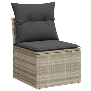 vidaXL Garden Sofa Set with Storage 11 pcs Light Gray Poly Rattan