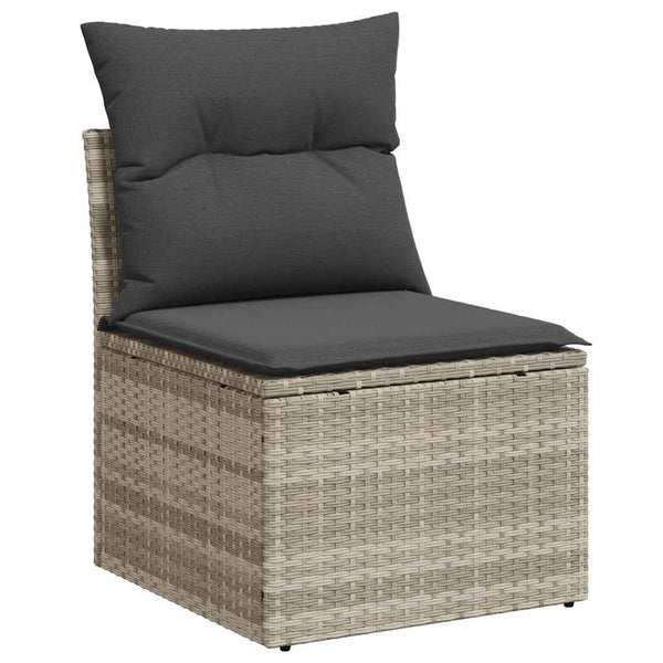 vidaXL Garden Sofa Set with Storage 11 pcs Light Gray Poly Rattan