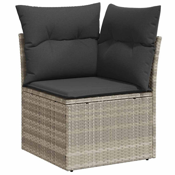 vidaXL Garden Sofa Set with Storage 11 pcs Light Gray Poly Rattan