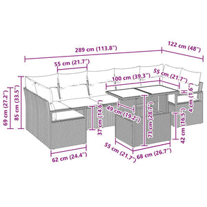 vidaXL Garden Sofa Set with Storage 8 pcs Light Grey Poly Rattan