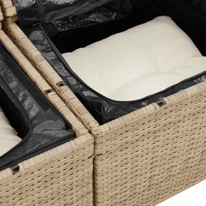vidaXL Garden Sofa Set with Cushions with Storage 6 pcs Beige Poly Rattan