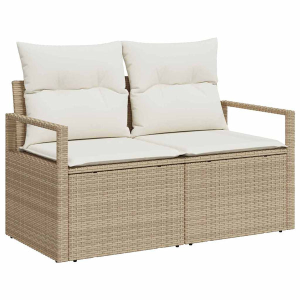 vidaXL Garden Sofa Set with Cushions with Storage 6 pcs Beige Poly Rattan