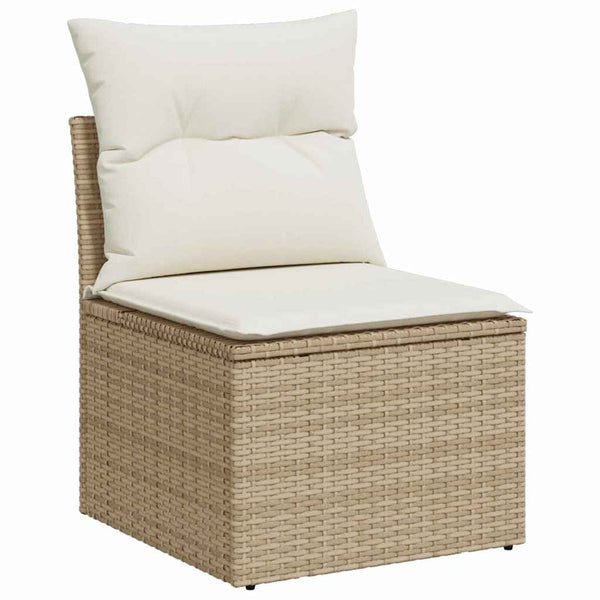 vidaXL Garden Sofa Set with Cushions with Storage 6 pcs Beige Poly Rattan
