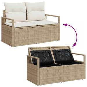 vidaXL Garden Sofa Set with Cushions with Storage 6 pcs Beige Poly Rattan