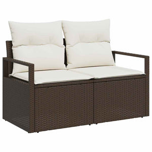 vidaXL Garden Sofa Set with Storage 10 pcs Brown Poly Rattan