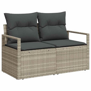 vidaXL Garden Sofa Set with Storage 10 pcs Light Grey Poly Rattan
