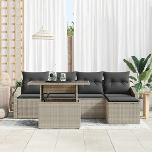 vidaXL Garden Sofa Set 6 pcs Light Grey and Dark Grey Poly Rattan