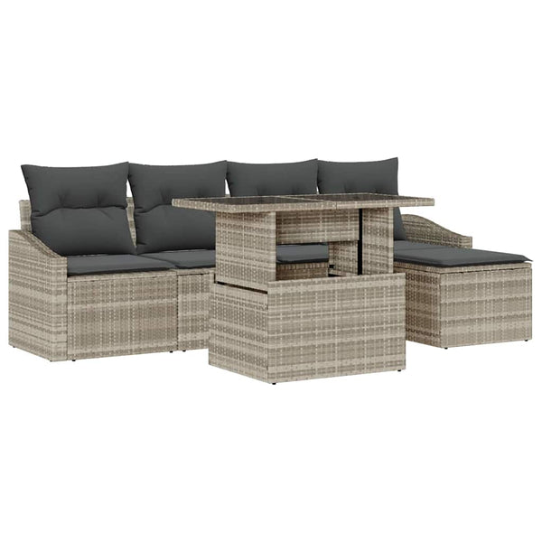 vidaXL Garden Sofa Set 6 pcs Light Grey and Dark Grey Poly Rattan