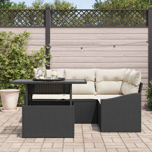 vidaXL Garden Sofa Set with Cushions and Storage 5 pcs Black and Cream