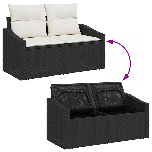 vidaXL Garden Sofa Set with Cushions and Storage 5 pcs Black and Cream