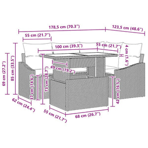 vidaXL Garden Sofa Set with Cushions and Storage 5 pcs Black and Cream