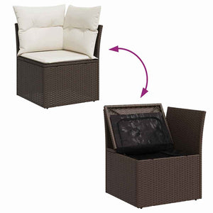 vidaXL Garden Sofa Set with Cushions and Storage 5 pcs Brown and Cream