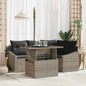 vidaXL Garden Sofa Set with Cushions with Storage with Cushions 5 pcs Grey