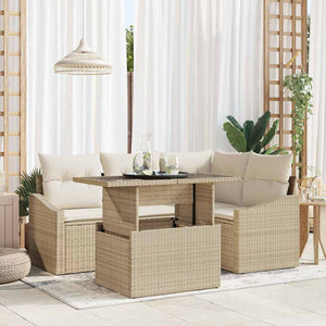 vidaXL Garden Sofa Set with Cushions with Storage 5 pcs Beige and Cream