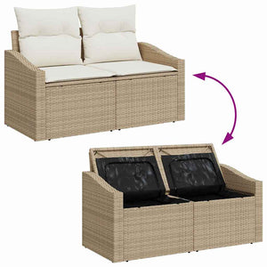 vidaXL Garden Sofa Set with Cushions with Storage 5 pcs Beige and Cream