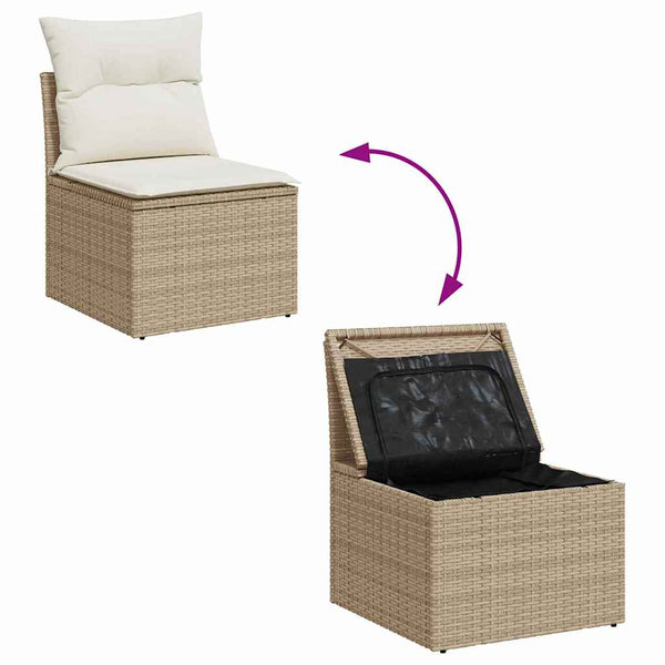vidaXL Garden Sofa Set with Cushions with Storage 5 pcs Beige and Cream