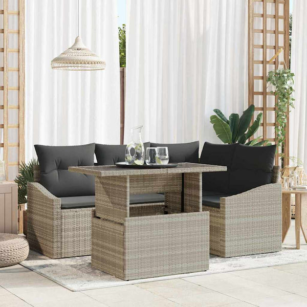 vidaXL Garden Sofa Set with Cushions 5 pcs Light Grey and Dark Grey