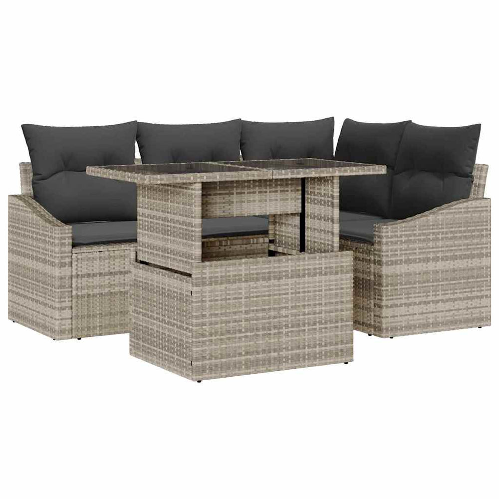 vidaXL Garden Sofa Set with Cushions 5 pcs Light Grey and Dark Grey