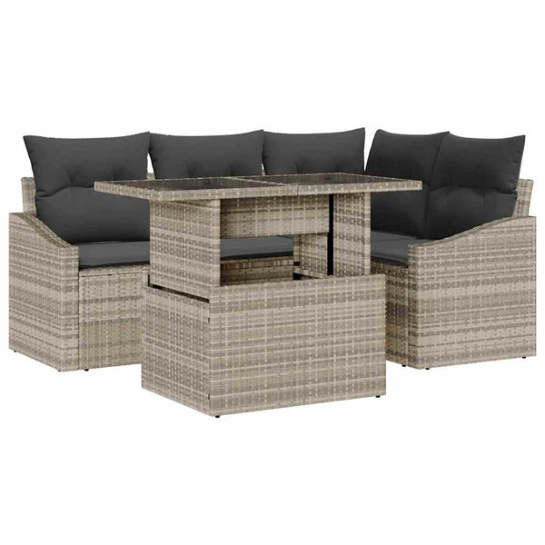 vidaXL Garden Sofa Set with Cushions 5 pcs Light Grey and Dark Grey