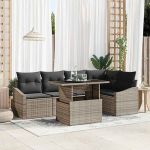 vidaXL Garden Sofa Set with Cushions with Storage with Cushions 6 pcs Grey
