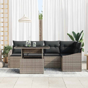 vidaXL Garden Sofa Set with Cushions with Storage with Cushions 6 pcs Grey