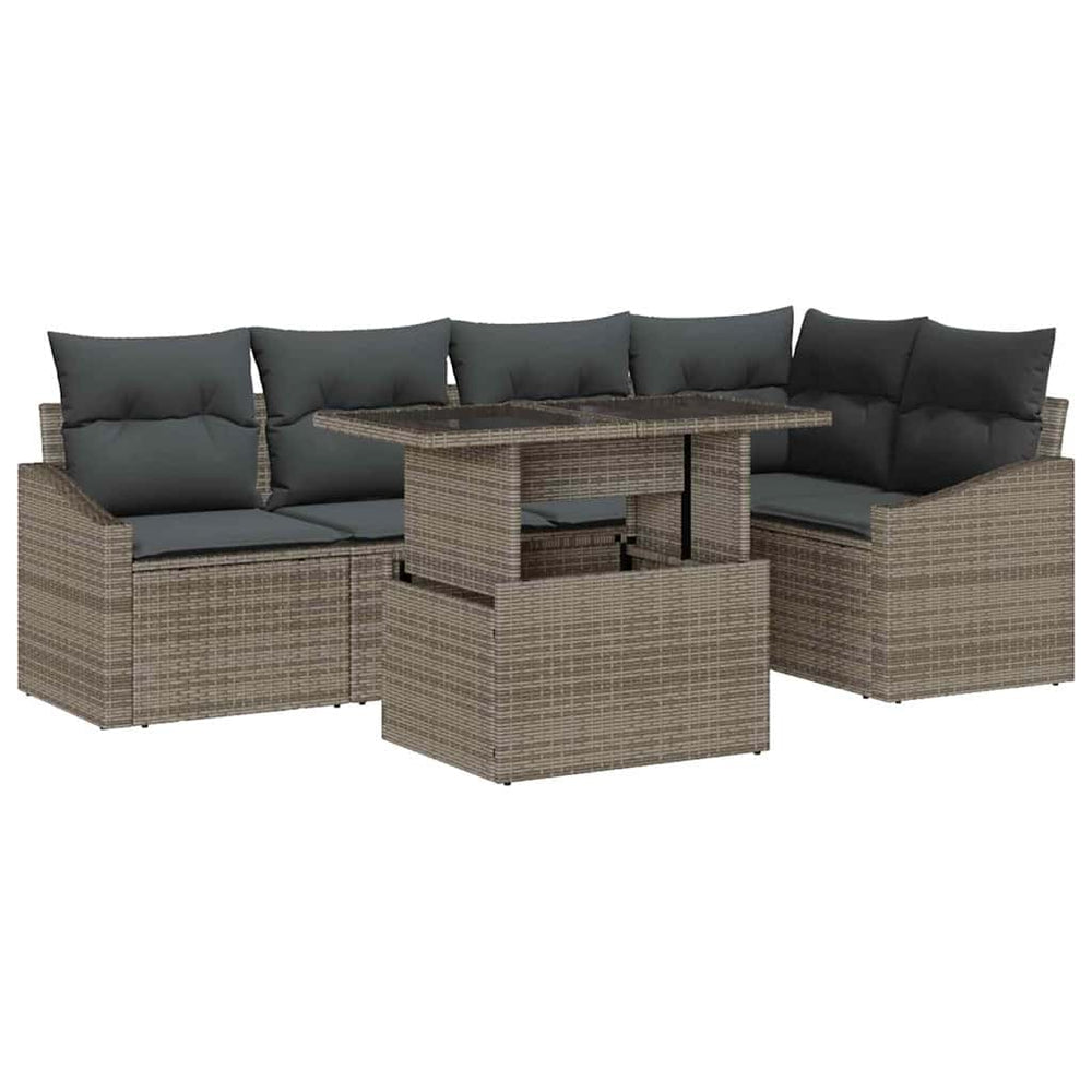 vidaXL Garden Sofa Set with Cushions with Storage with Cushions 6 pcs Grey