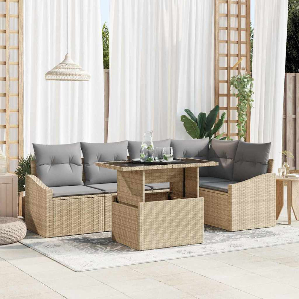 vidaXL Garden Sofa Set with Cushions 6 pcs Beige and Light Gray