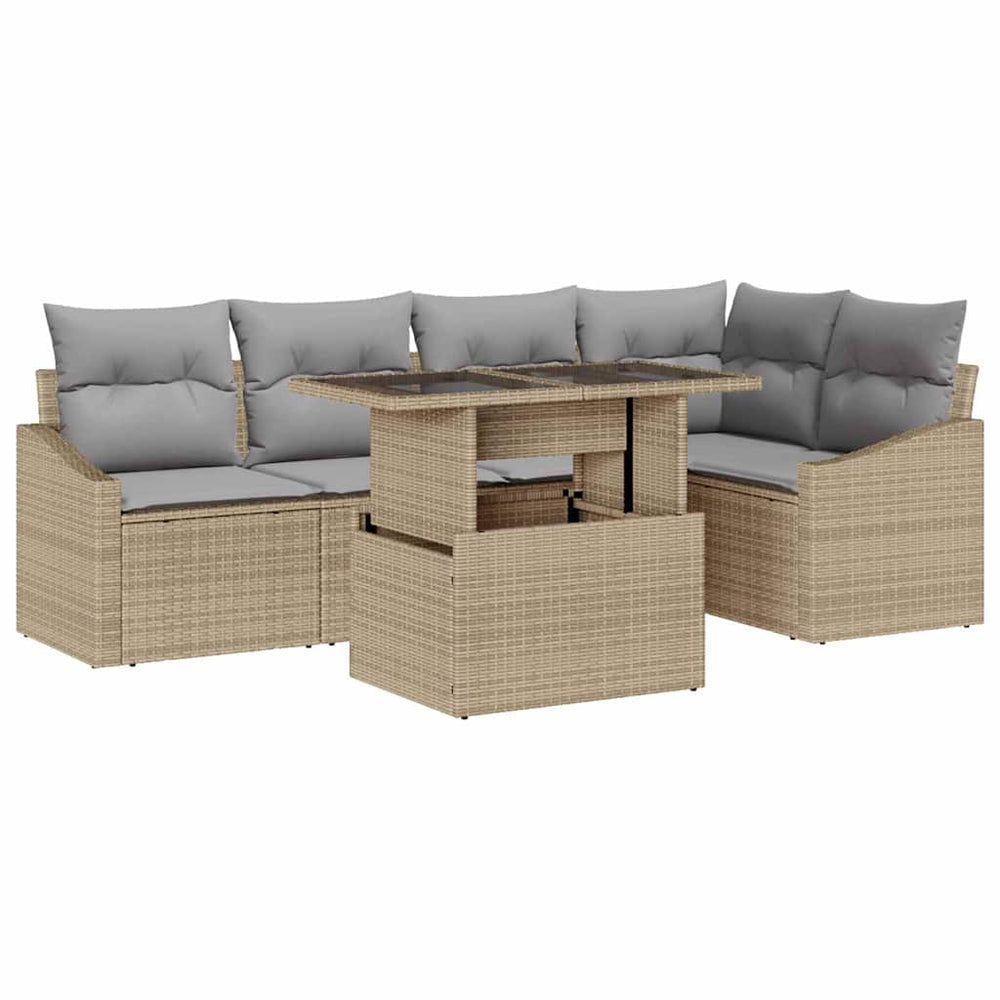 vidaXL Garden Sofa Set with Cushions 6 pcs Beige and Light Gray