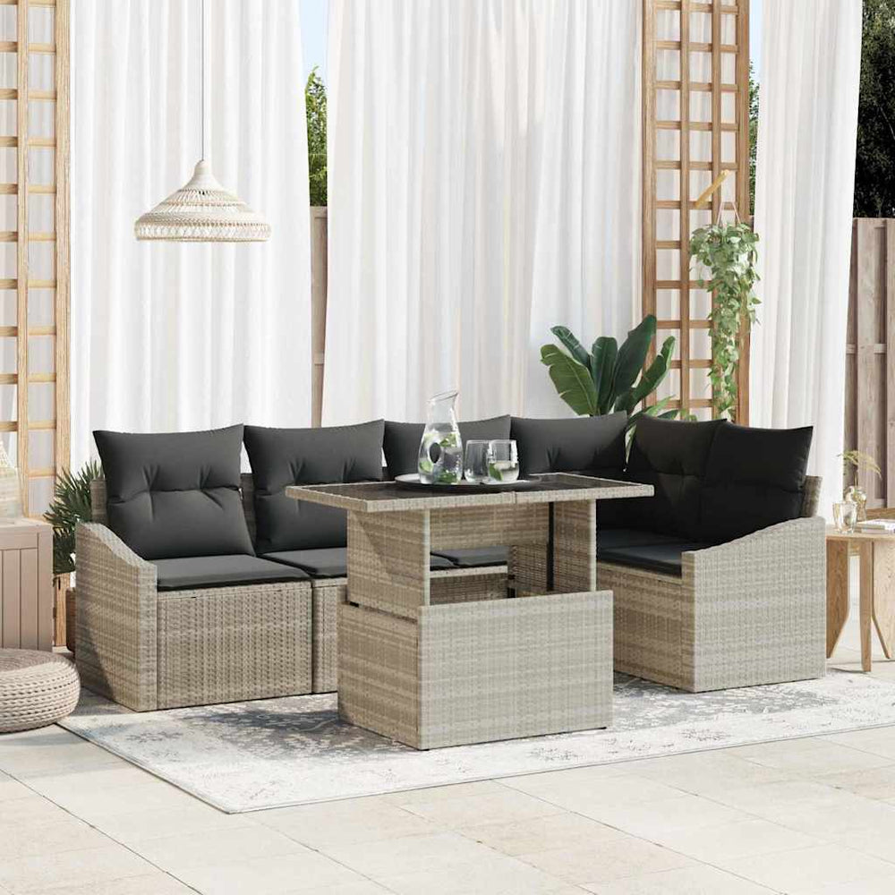 vidaXL Garden Sofa Set with Cushions 6 pcs Light Grey and Dark Grey