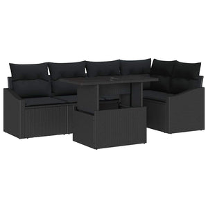 vidaXL Garden Sofa Set with Cushions and Storage 6 pcs Black